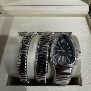 Bulgari Black and Silver Serpenti Watch Set